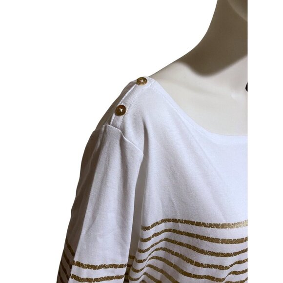 NWT Lauren Ralph Lauren Striped Midi Dress 2X Boat Neck Gold Nautical Resort - Picture 5 of 16